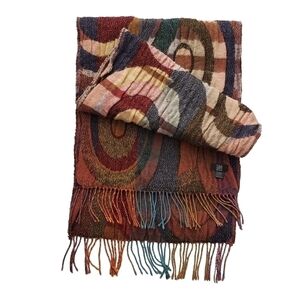 Earthy Tones Wrap Shawl Fringed Scarf Acrylic Mohair Blend by New Griffe Italia